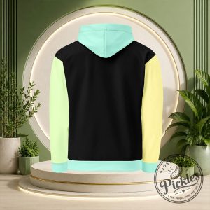 Pastel Color Block Hoodie – Retro Black Mint Yellow Unisex Sweatshirt