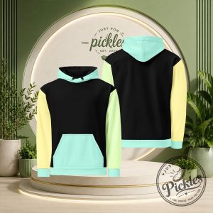 Pastel Color Block Hoodie – Retro Black Mint Yellow Unisex Sweatshirt