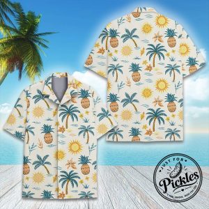 Vintage Tropical Pineapple & Palm Tree Hawaiian Shirt