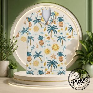 Vintage Tropical Pineapple & Palm Tree Hawaiian Shirt